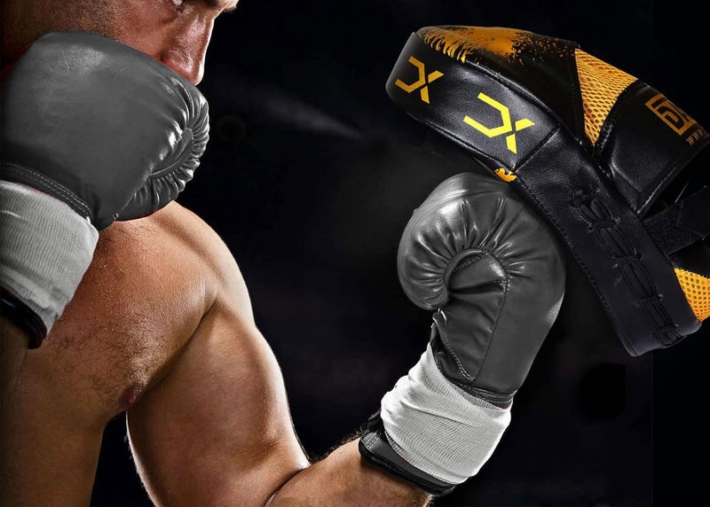DALLX Sports Punch Mitts Target Focus Pads Hook and Jab Curved for MMA Training Martial Arts Karate Kickboxing Muay Thai with Adjustable Straps Ventilated - Image 5